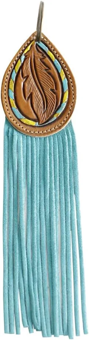 Myra Bag Engraved Foliage Leather Key Fob S-4074