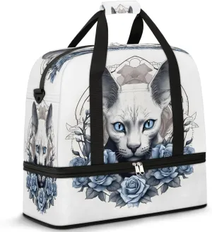 Mystical Cat Grace Travel Duffel Bag, Travel Essentials, Gym Bag for Women, Weekender Overnight Bag With Shoes Compartment, Carry On Bags for Airplanes