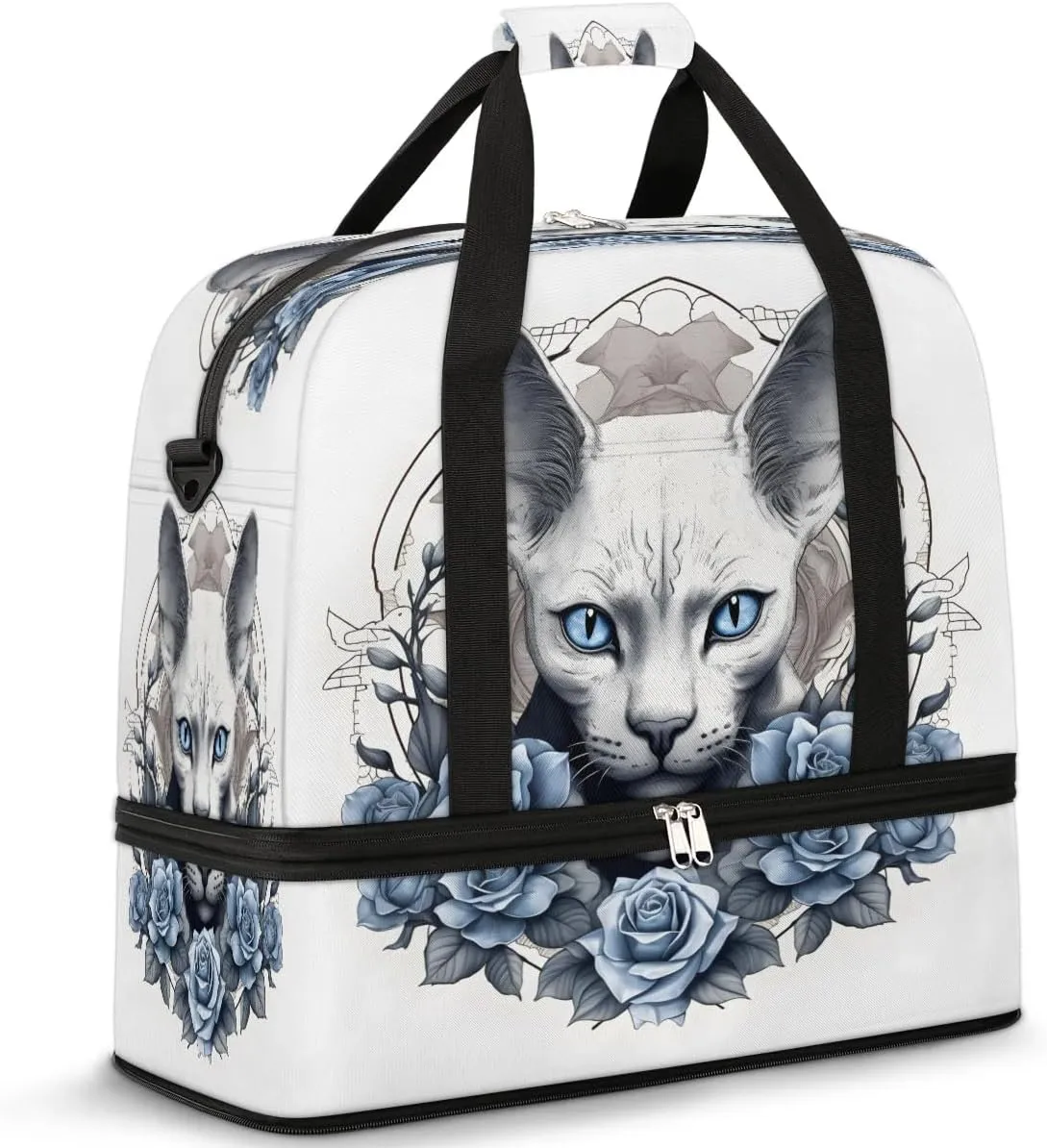Mystical Cat Grace Travel Duffel Bag, Travel Essentials, Gym Bag for Women, Weekender Overnight Bag With Shoes Compartment, Carry On Bags for Airplanes