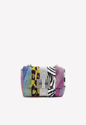 Natalia Patchwork Crystal-Embellished Shoulder Bag