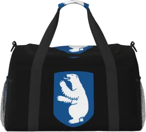National Emblem Of Greenland Travel Duffel Bag Large Foldable Waterproof Overnight Bag For Beach Swim Bags Pool Sports Gym