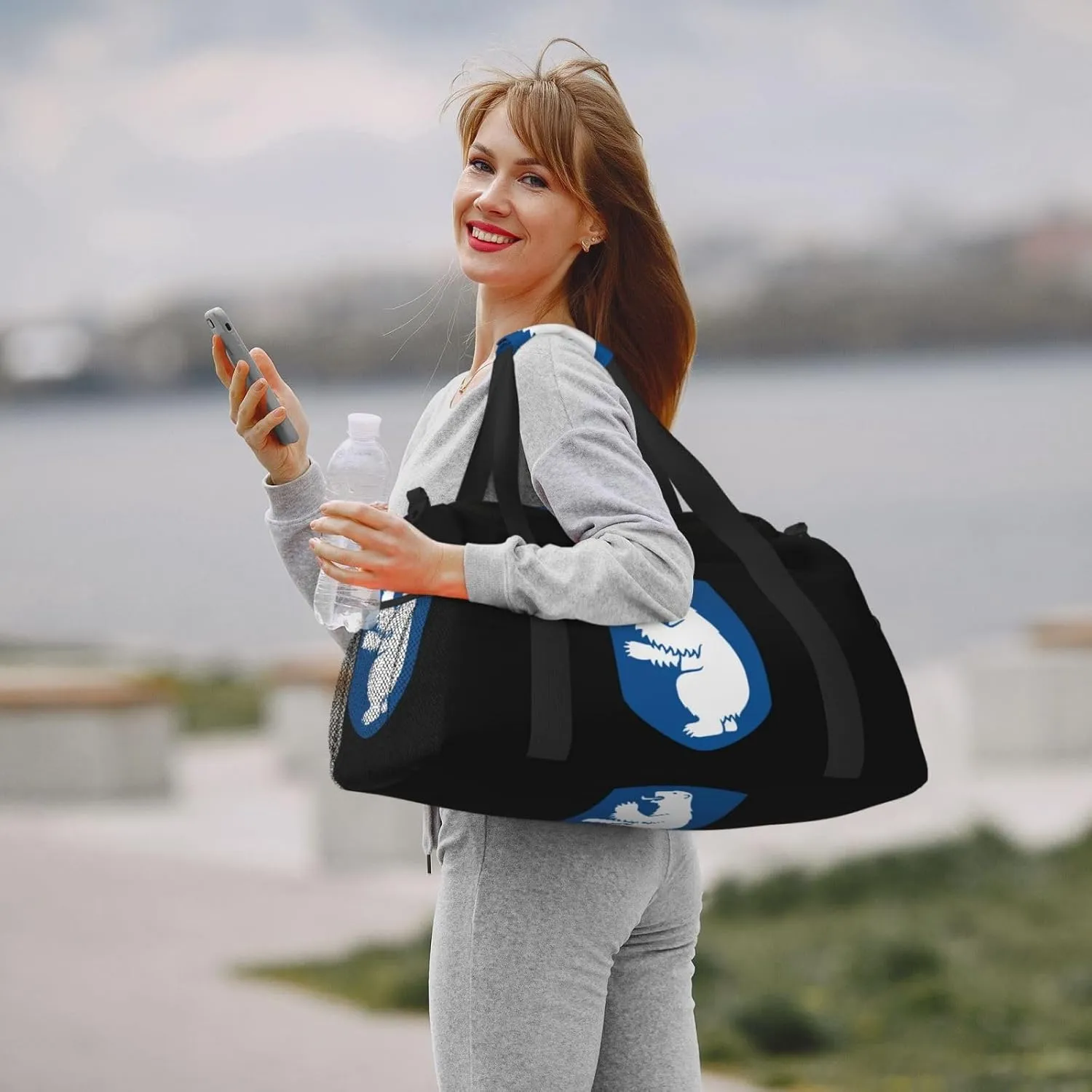 National Emblem Of Greenland Travel Duffel Bag Large Foldable Waterproof Overnight Bag For Beach Swim Bags Pool Sports Gym
