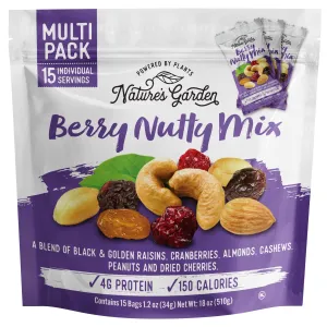 Natures Garden Berry Nutty Mix, Single Serve Bags - 18 Ounce (1.2 Ounce x 15 count)