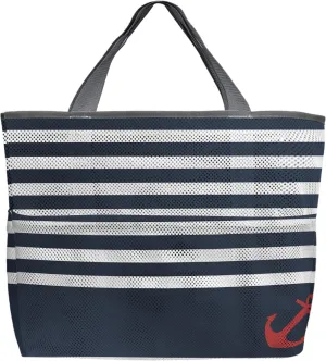 Nautical Anchor Beach Tote Bag for Women, Summer Ocean Coastal Blue White Striped Mesh Beach Bags Waterproof Sandproof, Outdoor Picnic Swim Pool Handbag - Large Beach Bag with Zipper and Pockets
