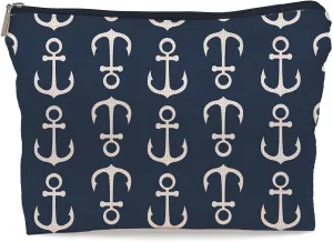 Nautical Anchor Makeup Bag,Nautical Coastal Sailing Sailboat Anchor Navy Cosmetic Makeup Bag for Women Girls,Gifts For Sea Lovers Sailors Women Girls