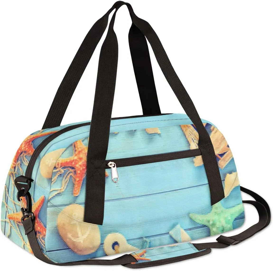 Nautical Anchor Starfish Kids Duffel Bag for Girls Boys Teens, Starfish Pixel Wind Dance Bag Overnight Small Duffel Bag Carry On Weekend Sports Gym Travel Bag for School Practice Gymnastics Ballet