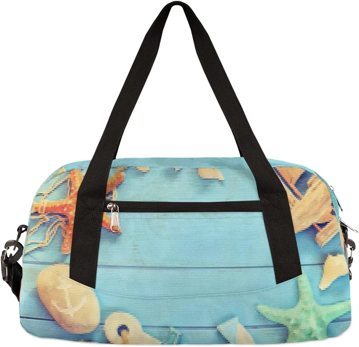 Nautical Anchor Starfish Kids Duffel Bag for Girls Boys Teens, Starfish Pixel Wind Dance Bag Overnight Small Duffel Bag Carry On Weekend Sports Gym Travel Bag for School Practice Gymnastics Ballet