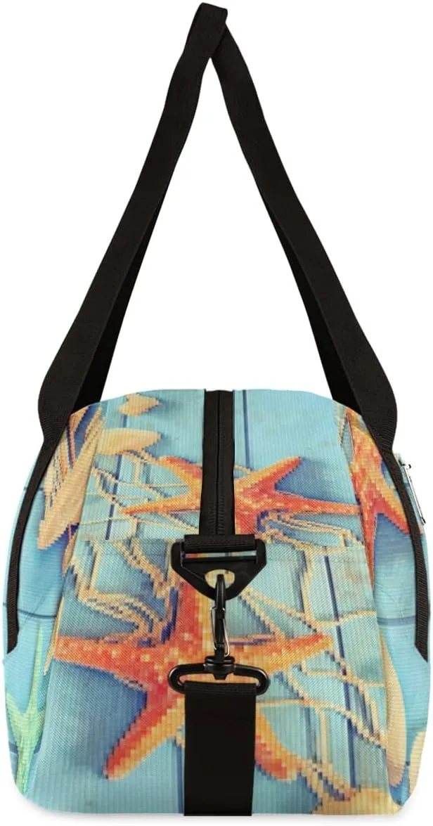 Nautical Anchor Starfish Kids Duffel Bag for Girls Boys Teens, Starfish Pixel Wind Dance Bag Overnight Small Duffel Bag Carry On Weekend Sports Gym Travel Bag for School Practice Gymnastics Ballet