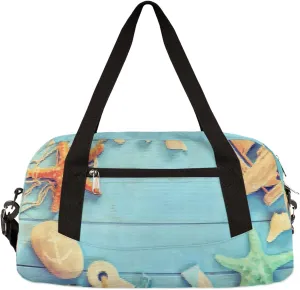 Nautical Anchor Starfish Kids Duffel Bag for Girls Boys Teens, Starfish Pixel Wind Dance Bag Overnight Small Duffel Bag Carry On Weekend Sports Gym Travel Bag for School Practice Gymnastics Ballet