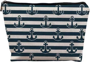 Navy Nautical Anchor Makeup Cosmetic Bags for Women, Nautical Gifts for Women, Gifts for Sailors