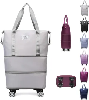 New Large Capacity Travel Bag,Kulken Beente Pepepo Travel Bag With Wheels,Expandable Foldable Duffle,Universal Wheel Removable Duffle