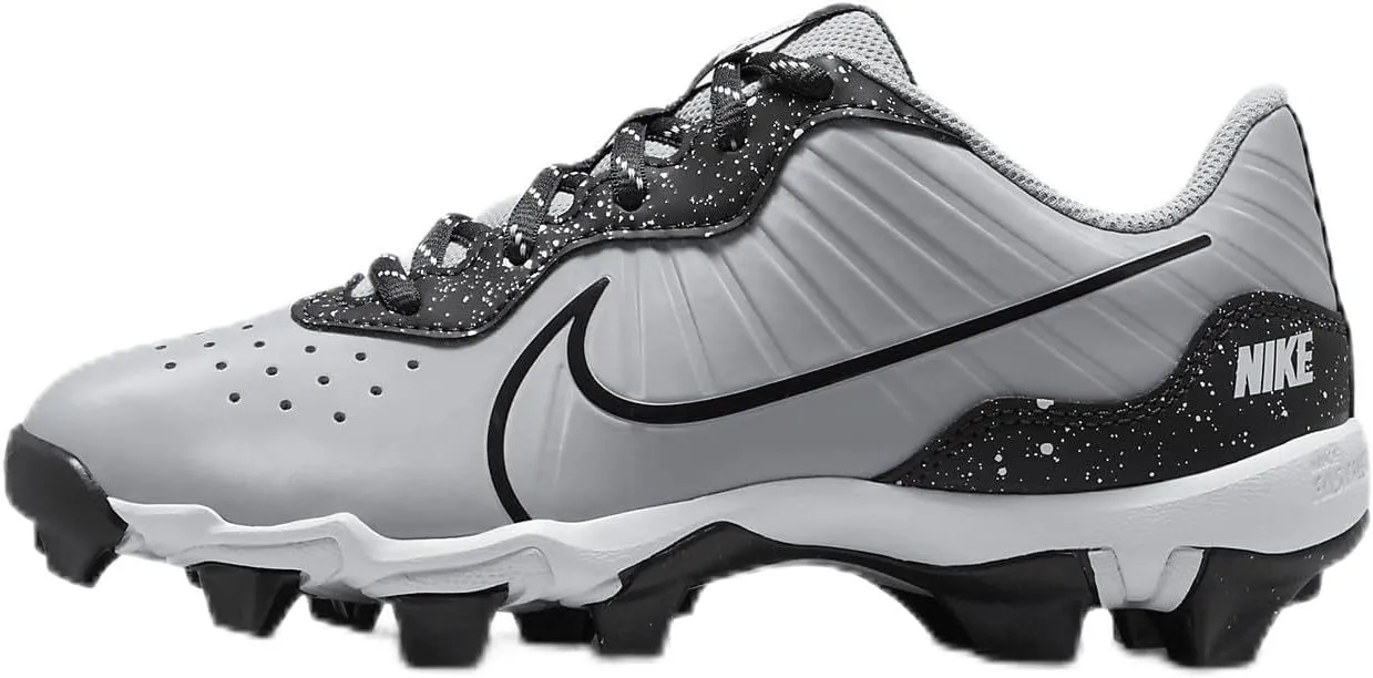 Nike Alpha Huarache 4 Keystone Little/Big Kids' Baseball Cleats (DJ6525-005, Wolf Grey/White/Dark Smoke Grey) Size 10