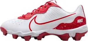 Nike Alpha Huarache 4 Keystone Little/Big Kids' Baseball Cleats (DJ6525-107, White/University Red) Size 2
