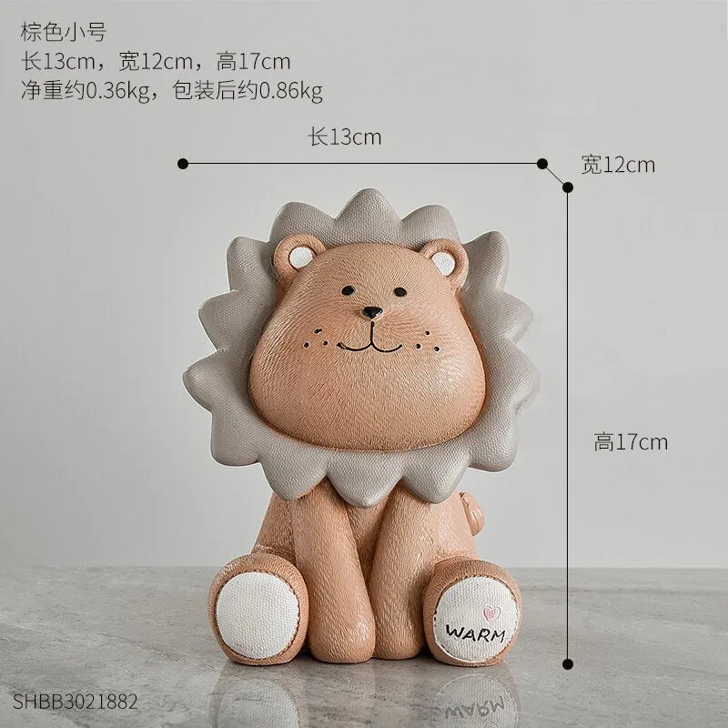 Nordic Lion Money Box Cartoon Cute Creative Coin Bank Children Child Piggy Nursery Adorable Gift Saving Animal Home Sofa Decor