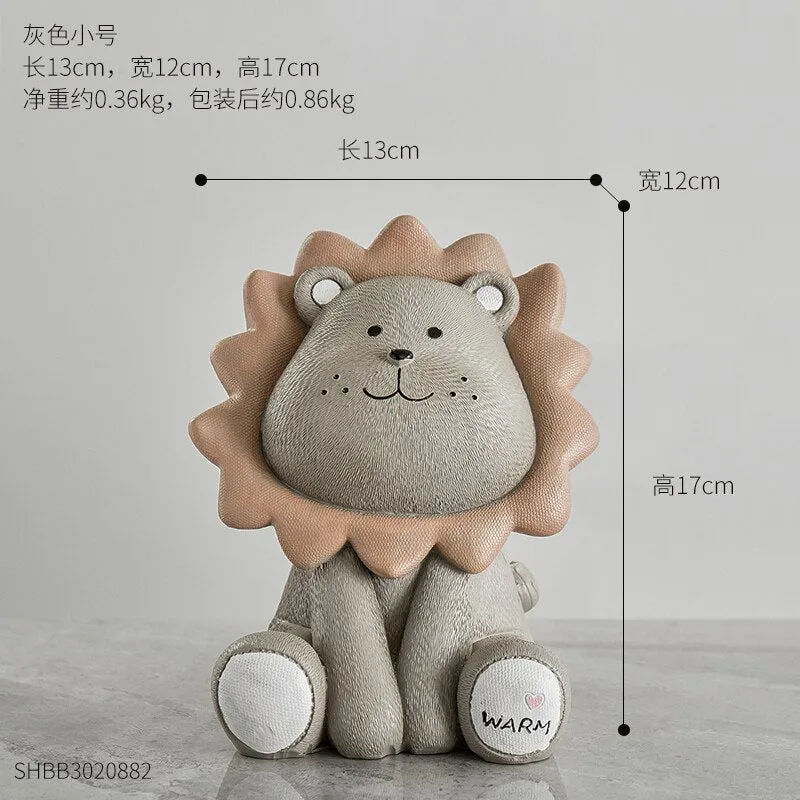 Nordic Lion Money Box Cartoon Cute Creative Coin Bank Children Child Piggy Nursery Adorable Gift Saving Animal Home Sofa Decor
