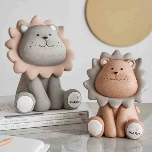 Nordic Lion Money Box Cartoon Cute Creative Coin Bank Children Child Piggy Nursery Adorable Gift Saving Animal Home Sofa Decor
