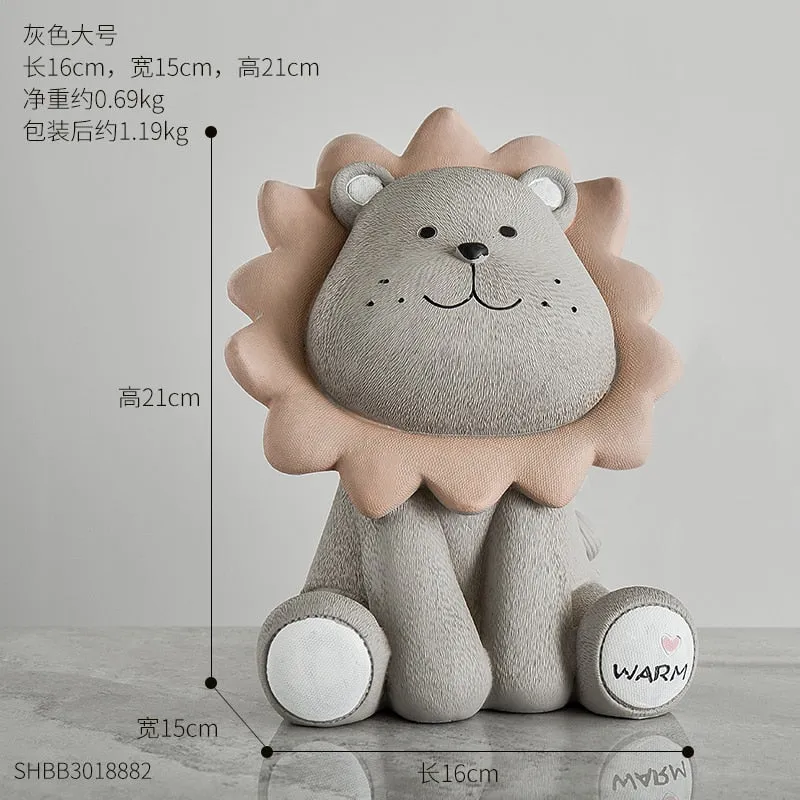 Nordic Lion Money Box Cartoon Cute Creative Coin Bank Children Child Piggy Nursery Adorable Gift Saving Animal Home Sofa Decor