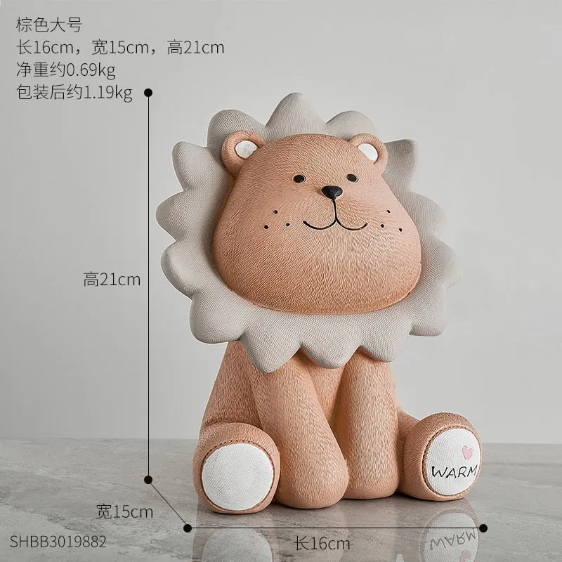 Nordic Lion Money Box Cartoon Cute Creative Coin Bank Children Child Piggy Nursery Adorable Gift Saving Animal Home Sofa Decor
