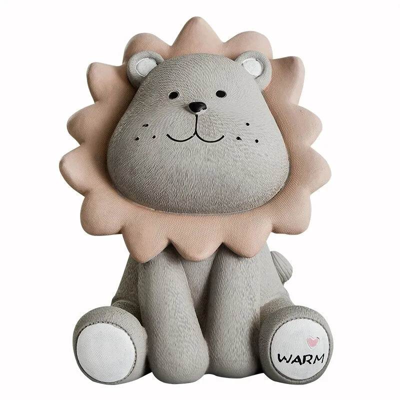 Nordic Lion Money Box Cartoon Cute Creative Coin Bank Children Child Piggy Nursery Adorable Gift Saving Animal Home Sofa Decor