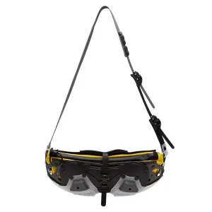 Object I70_CROSS BODY BAG / PATCHWORK-BLACK MATT