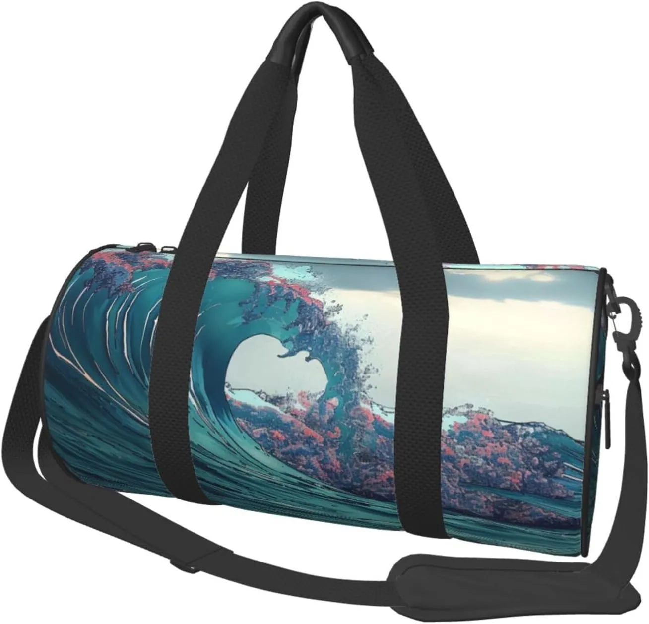 Ocean Wave Printed Sports Gym Bag for Men Women Foldable Duffel Bag Carry On Weekender Bag for Travel Sports