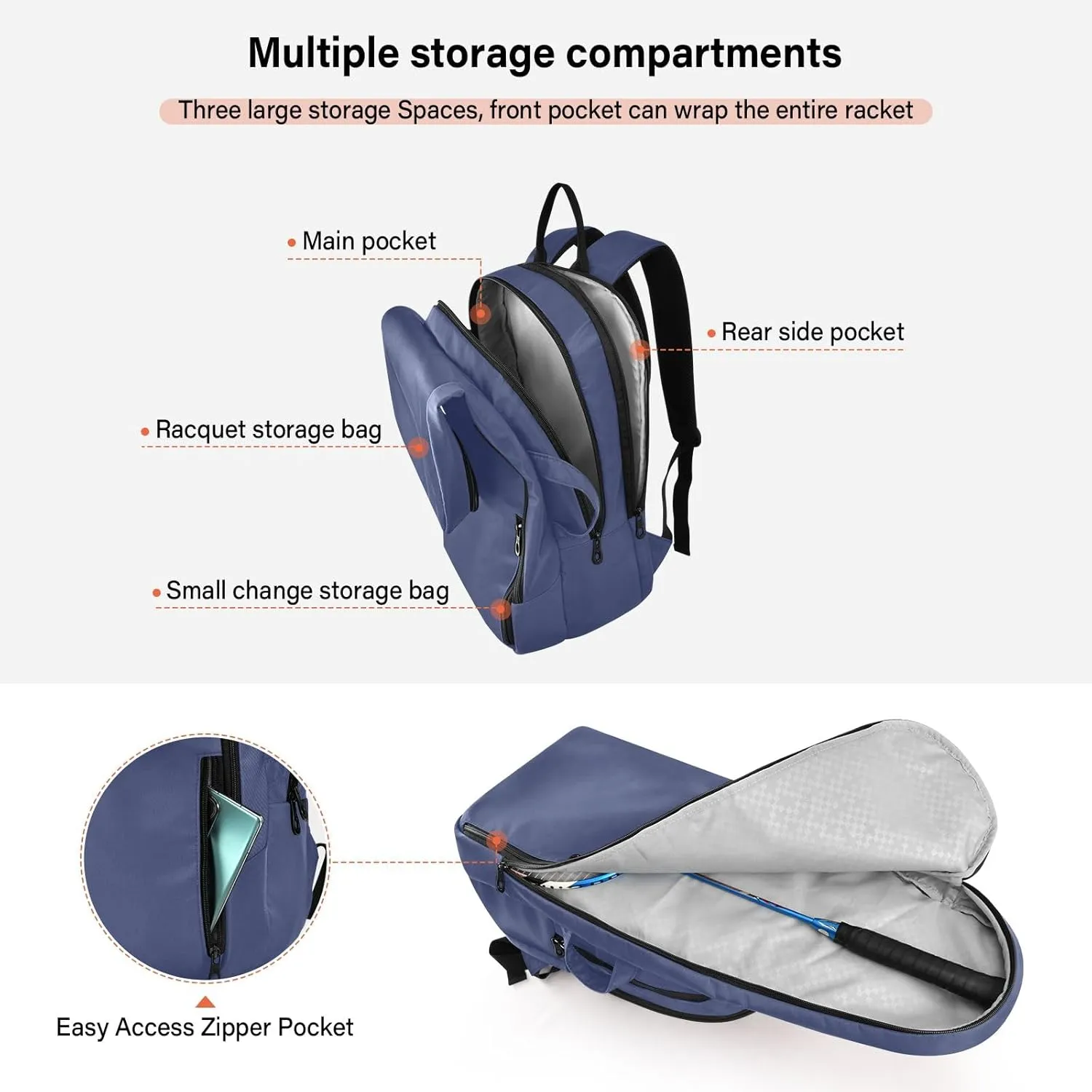 ODAWA Lotus Green Racquet Bag Badminton Racket Bag - Large Pickleball Paddles Bag Holds 3 Rackets and Necessities