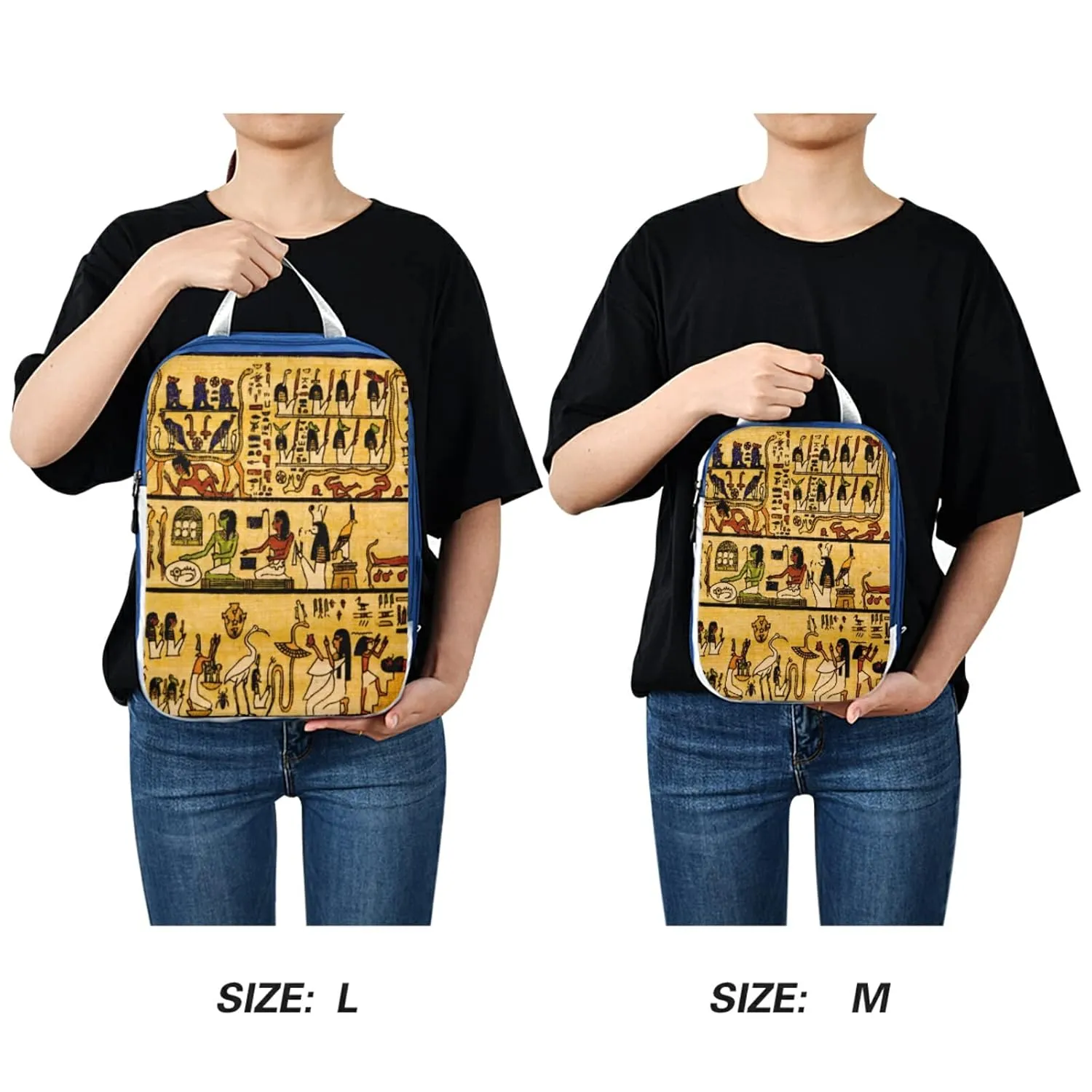 Old Egyptian Papyrus and Hieroglyph Retro Vintage Style 3 Piece set Cubes Expandable Adjustable Luggage Packing Bags, Ultralight Organizer Accessories Travel Suitcase Compressible Bags