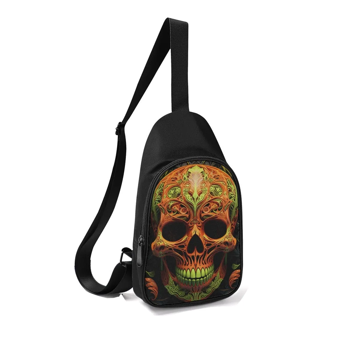 Orange And Green Skull Chest Bag