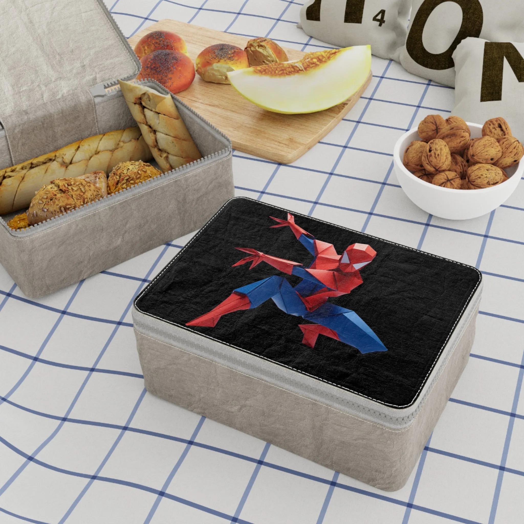 Origami Spiderman Paper Lunch Bag - black