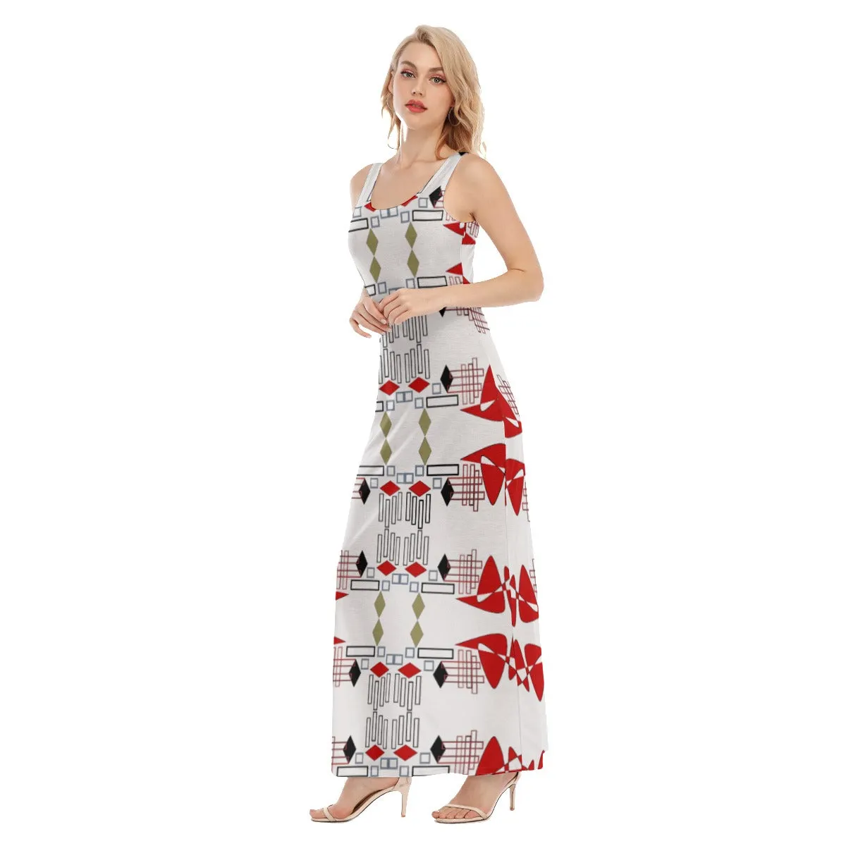 Origen Destination Women's White Patterned Vest Dress