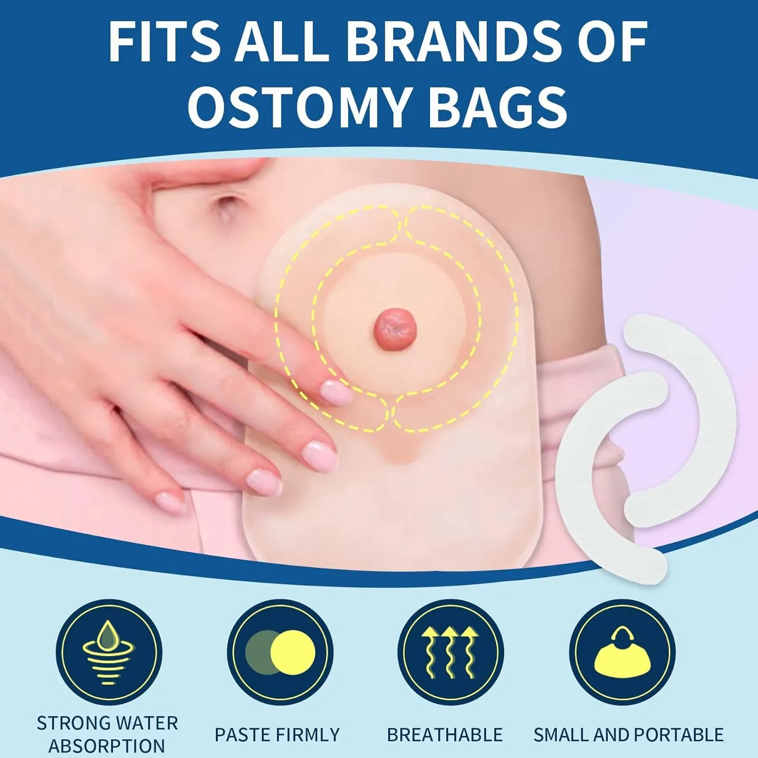Ostomy Barrier Strips - Ostomy Barrier Tape,Ostomy Supplies,Medical Grade Adhesive Barrier Strips Better Seal for Ostomy Bags (40pcs)