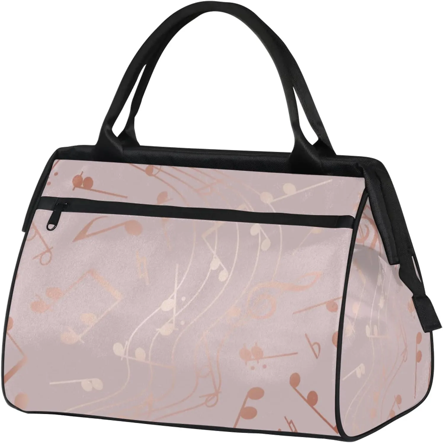 Overnight Weekender Bag for Women Men Musical Note Rose Gold Waterproof Carry On Travel Duffel Bags with Zipper Lightweight Sports Gym Bag Luggage Workout Handle Bags for Traveling Yoga Camping