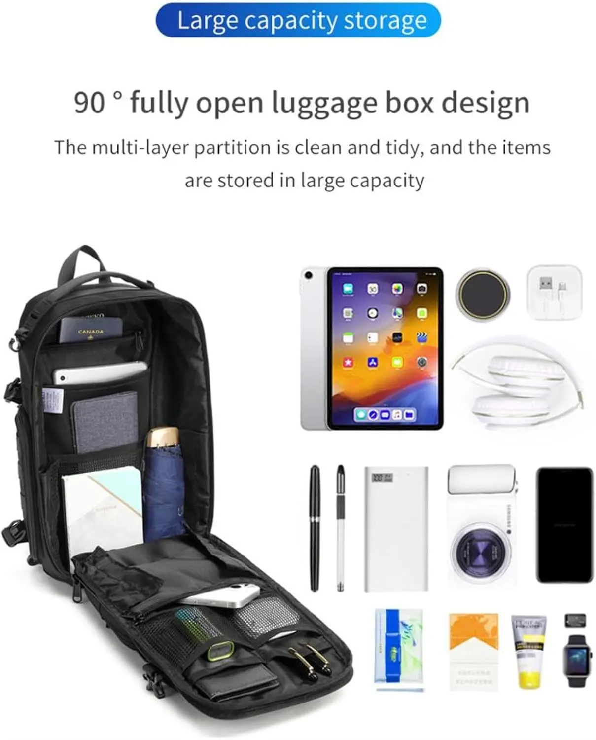 OZUKO 9585 Custom Logo Outdoor Waterproof Chest Bags Travel Cross Body Sling Bag Camera Stick Holder Sling Bag For Men(Blue)
