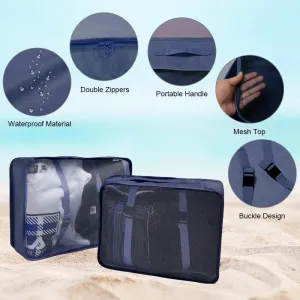 Packing Cubes For Suitcase, 8pcs Set Travel Organizer Bags, Waterproof (Blue)