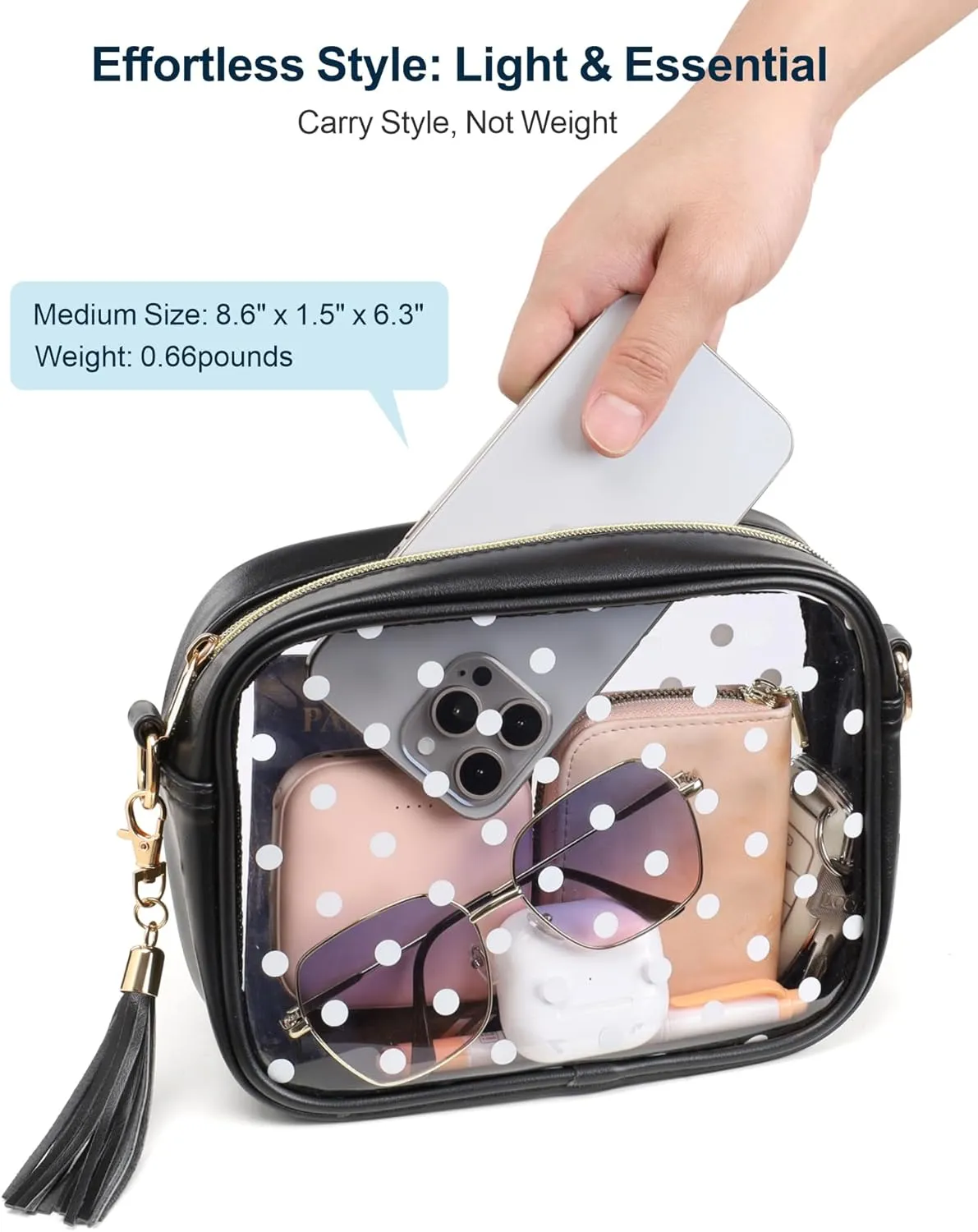 PACKISM Clear Bag for Stadium Events - Clear Purses for Women Stadium Crossbody Concert Bag for Game Day， Sports, Festival