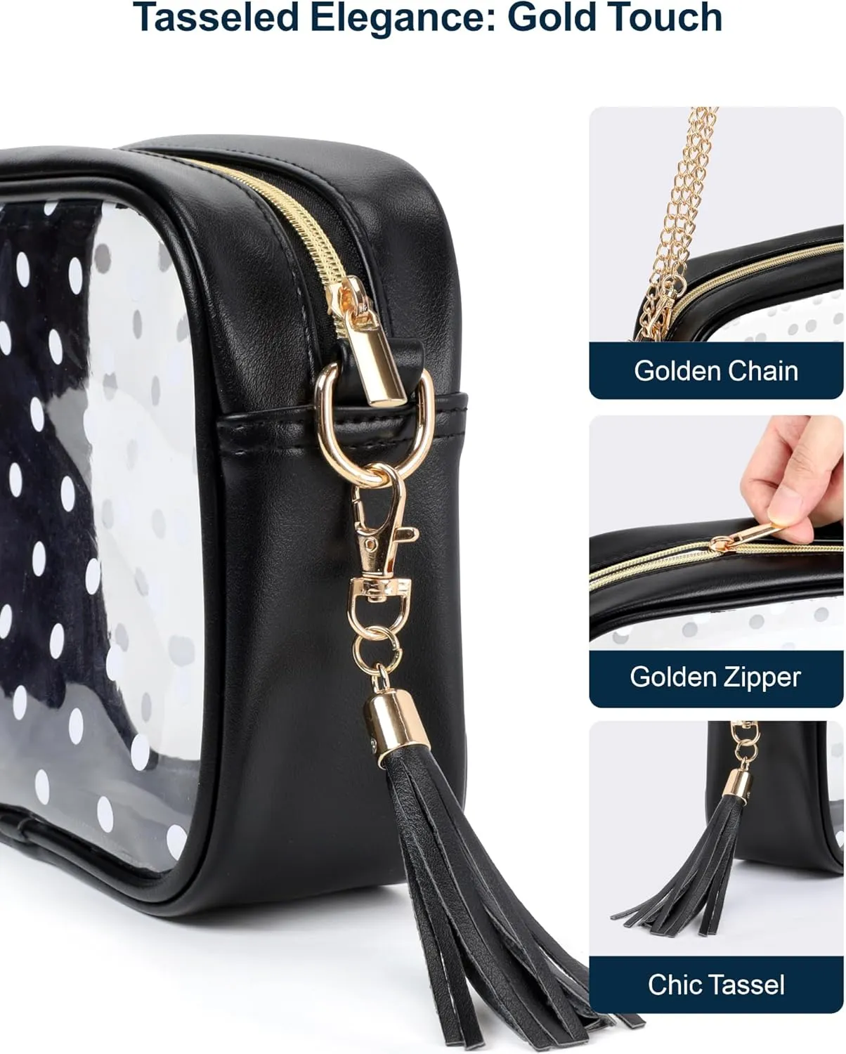 PACKISM Clear Bag for Stadium Events - Clear Purses for Women Stadium Crossbody Concert Bag for Game Day， Sports, Festival