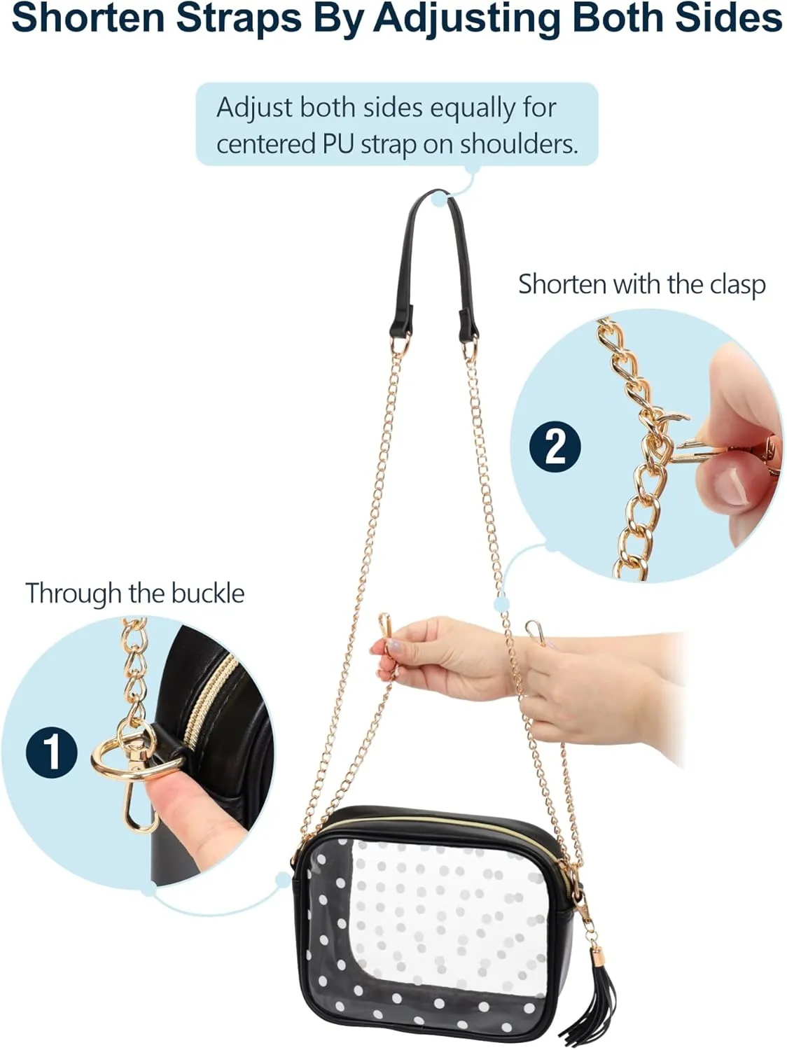 PACKISM Clear Bag for Stadium Events - Clear Purses for Women Stadium Crossbody Concert Bag for Game Day， Sports, Festival