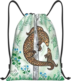 Pangolin Parenting Print Printed Drawstring Bags Backpack Bag 16.5x19.6 IN