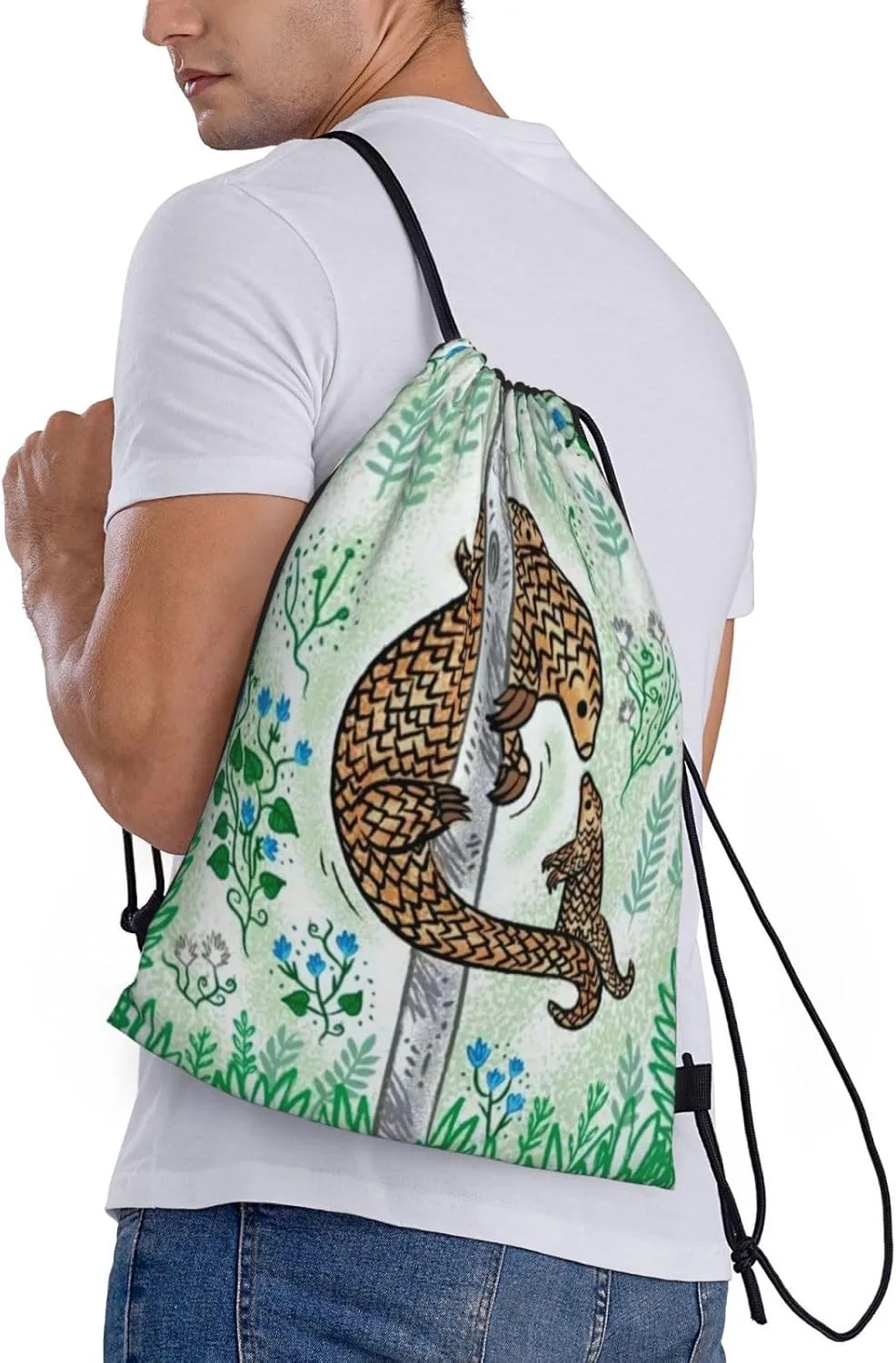 Pangolin Parenting Print Printed Drawstring Bags Backpack Bag 16.5x19.6 IN