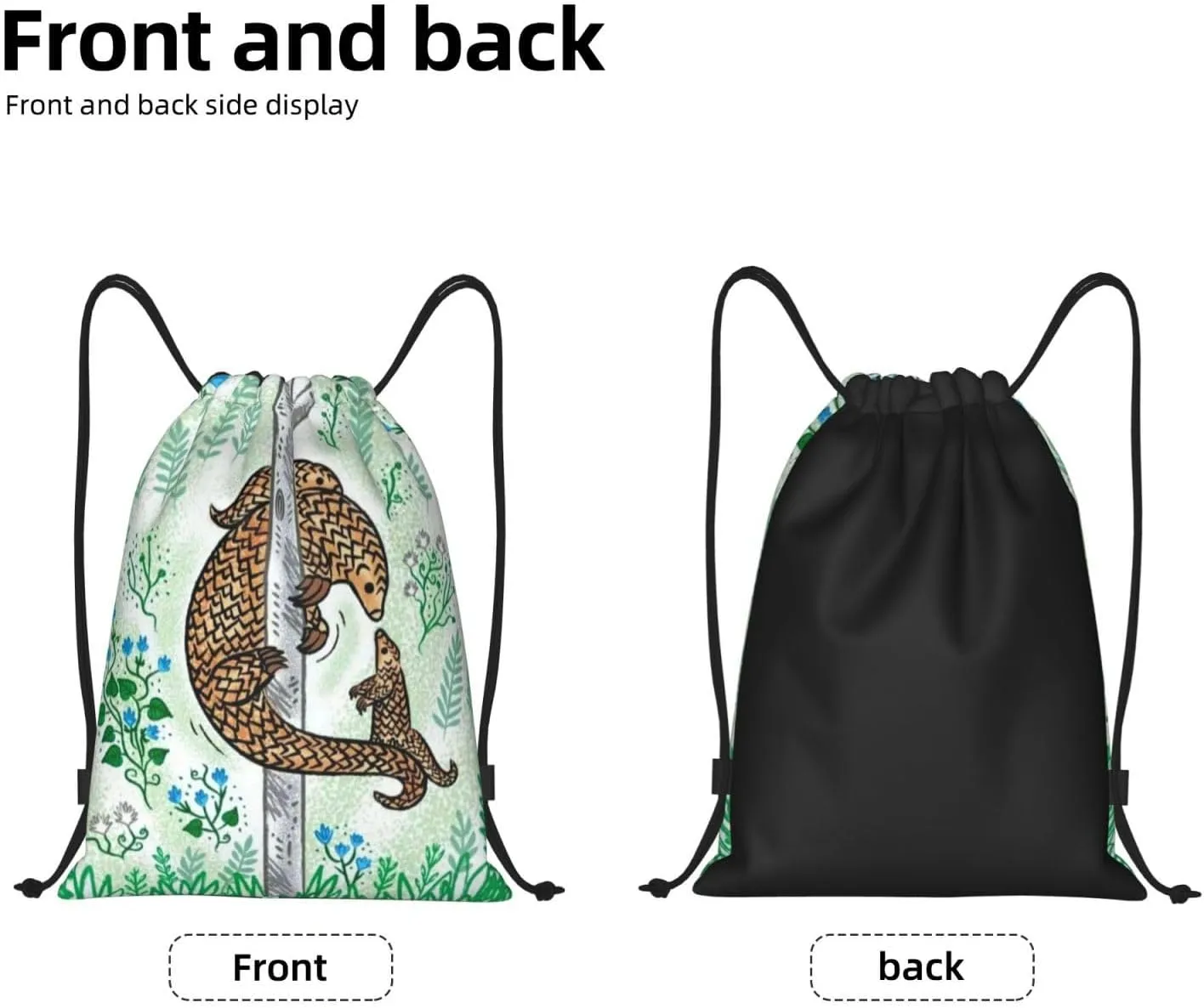 Pangolin Parenting Print Printed Drawstring Bags Backpack Bag 16.5x19.6 IN