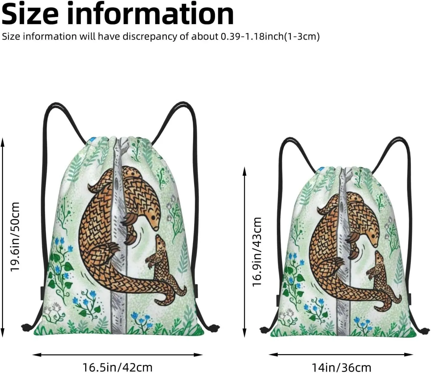 Pangolin Parenting Print Printed Drawstring Bags Backpack Bag 16.5x19.6 IN