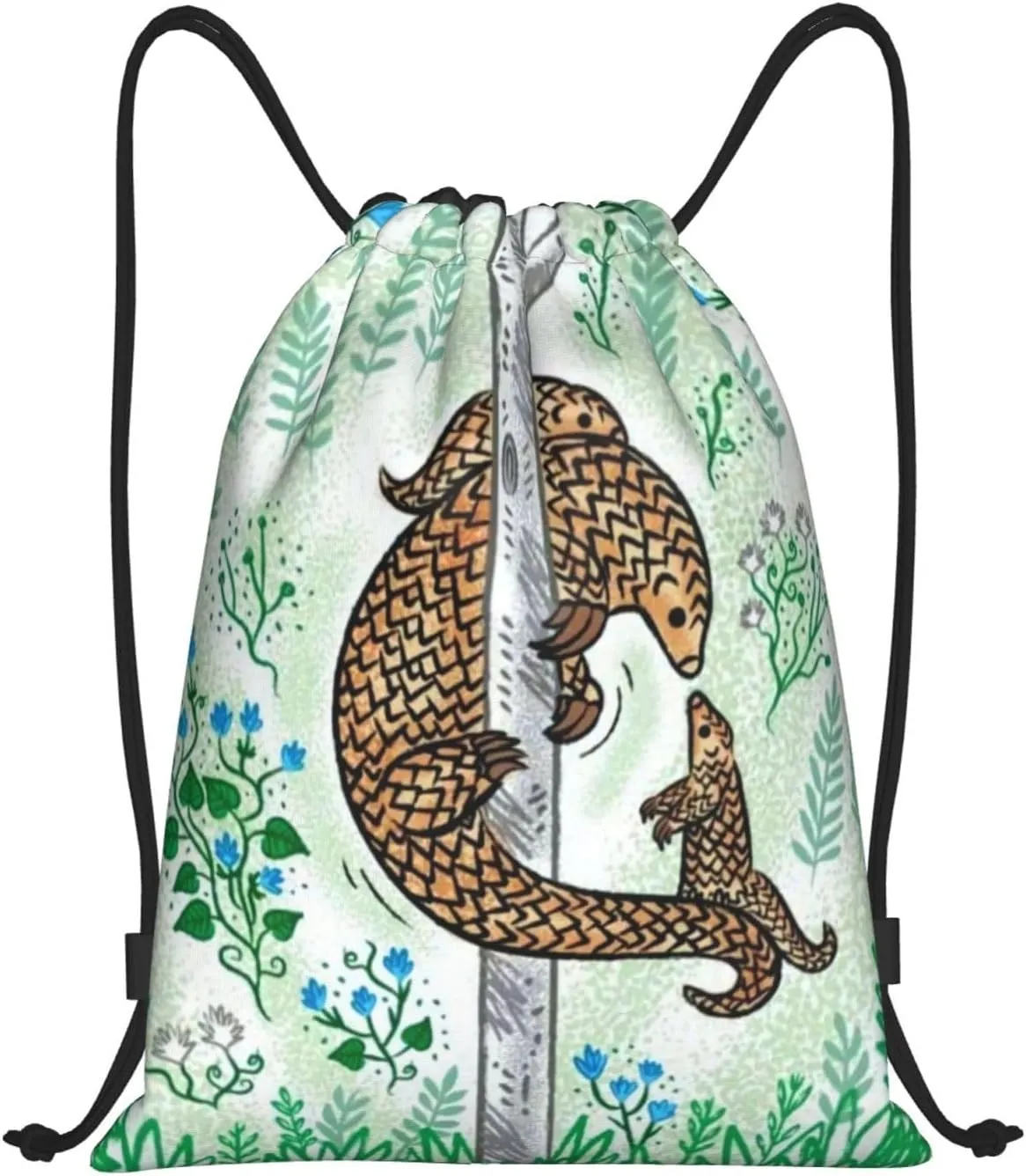 Pangolin Parenting Print Printed Drawstring Bags Backpack Bag 16.5x19.6 IN
