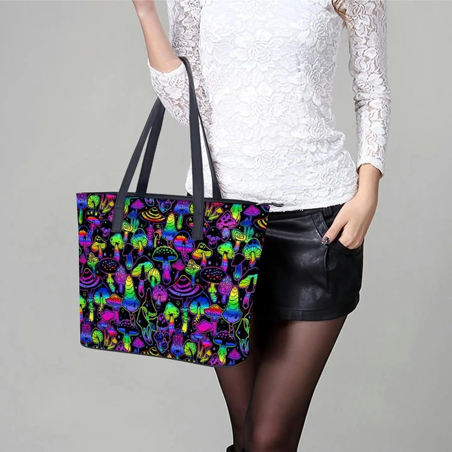 Paris Pink Eiffel Tower Leather Handbag Smooth Wrinkle Resistant Lightweight And Convenient