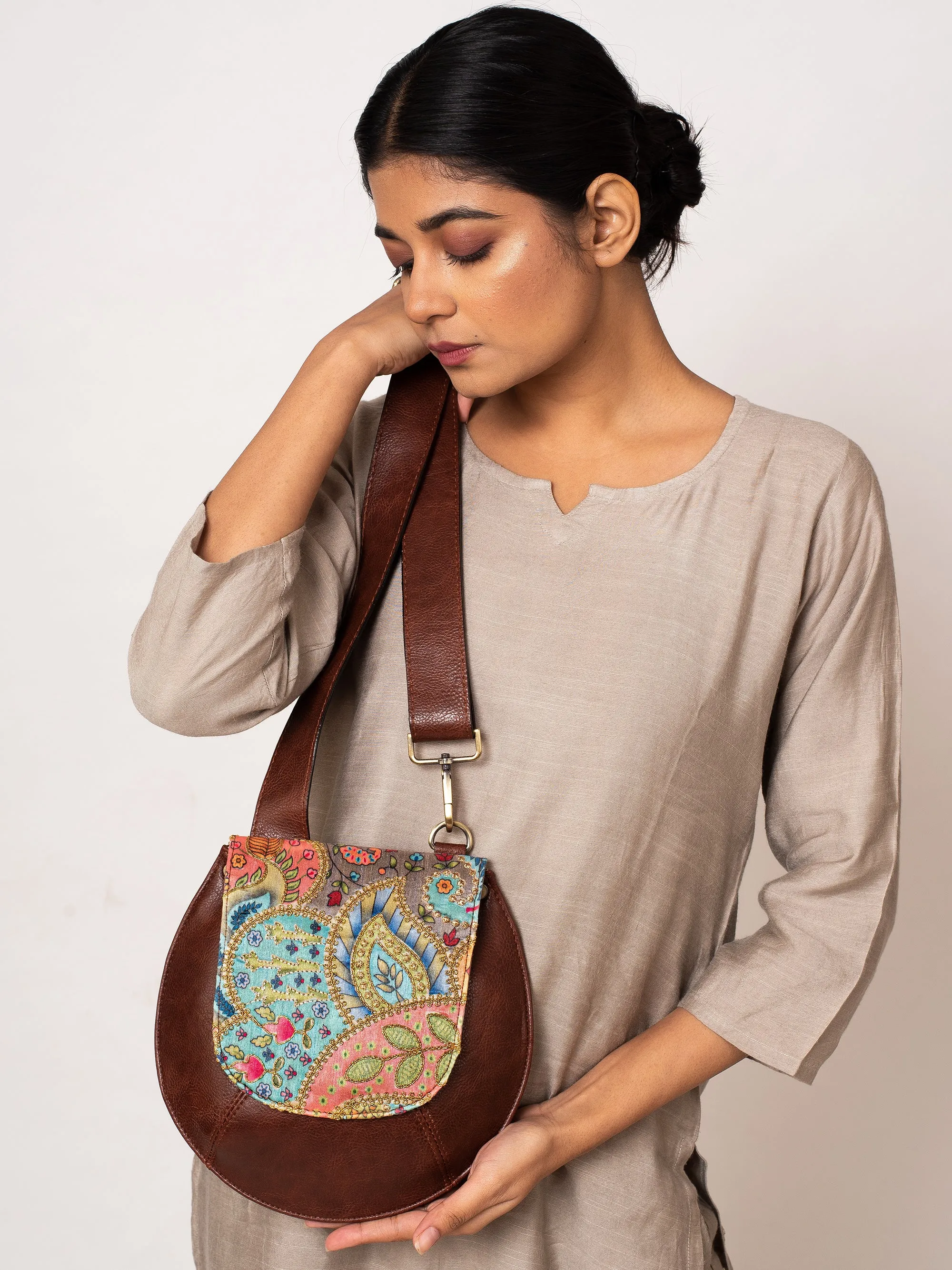 Patchwork Embroidered Bianca Sling Bag