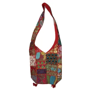 Patchwork Embroidered Cotton Sling Bag