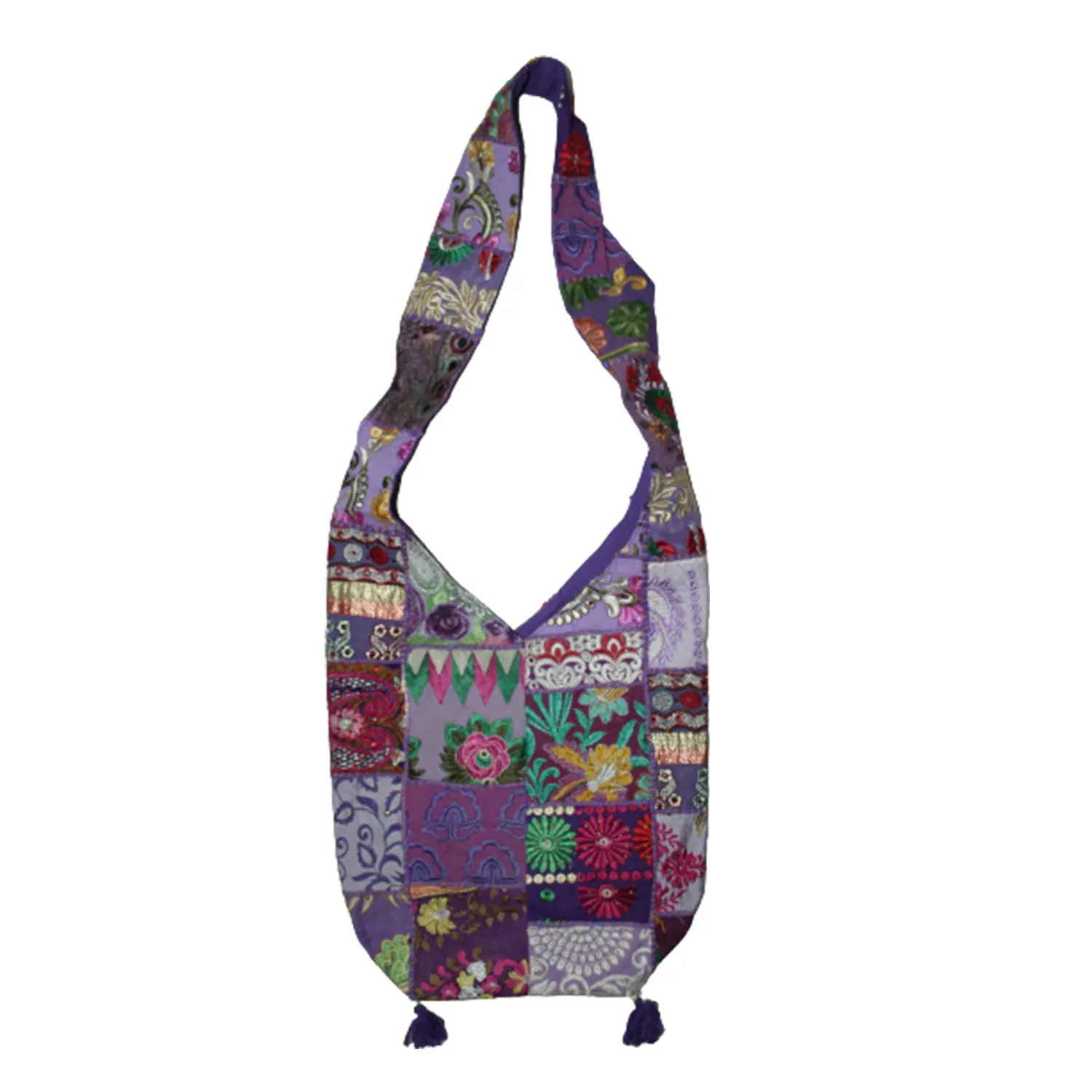Patchwork Embroidered Cotton Sling Bag