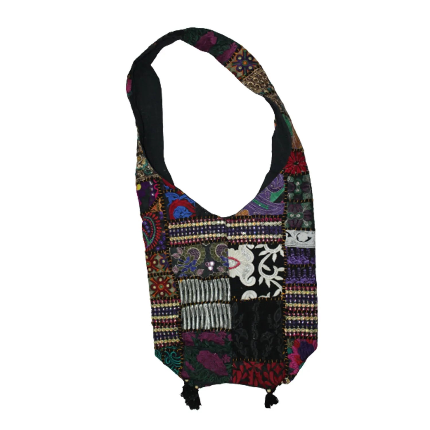 Patchwork Embroidered Cotton Sling Bag