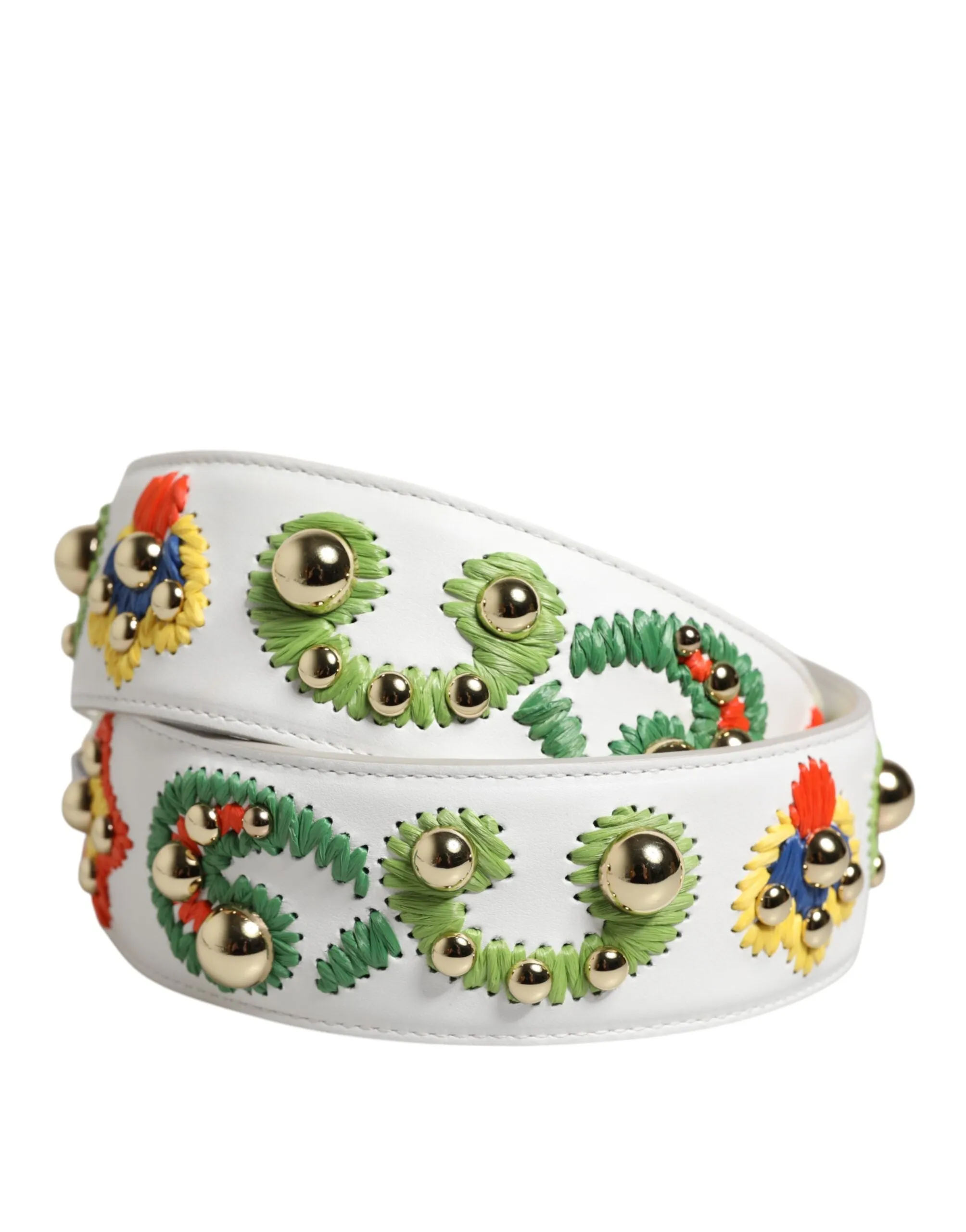 Patchwork Superior Dolce Gabbana Embroidered Calfskin & Unique collection Strap White Shoulder Raffia