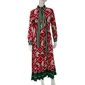 Patterned 42 Red Dress in Wool