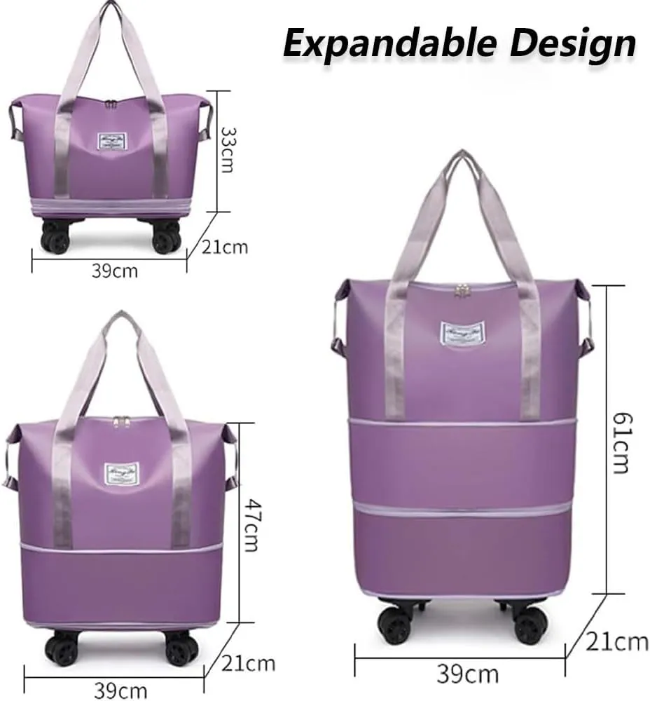 Pepepo Travel Bag with Wheel, Kulken Travel Bags with Wheels, Large Expandable Bag with Removable Wheels (gray)